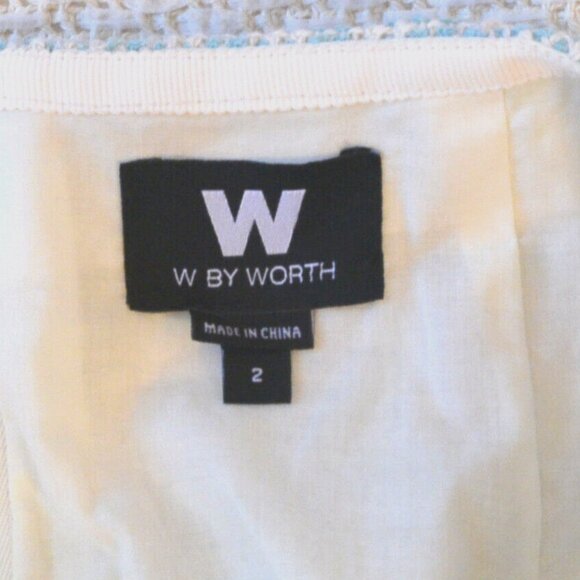 W by Worth Pencil Skirt 2 Straight Knee Length Green Blue Striped Modest Office - Picture 5 of 6